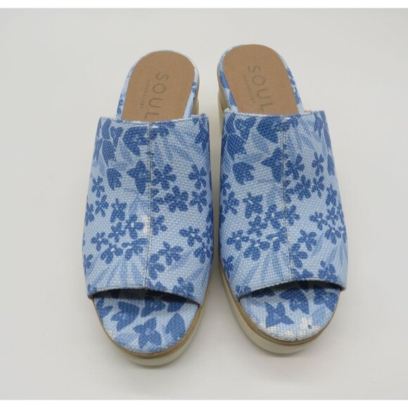 Soul Naturalizer Women's Blue Floral Print Wedge Sandals 9.5 NEW - Picture 2 of 6